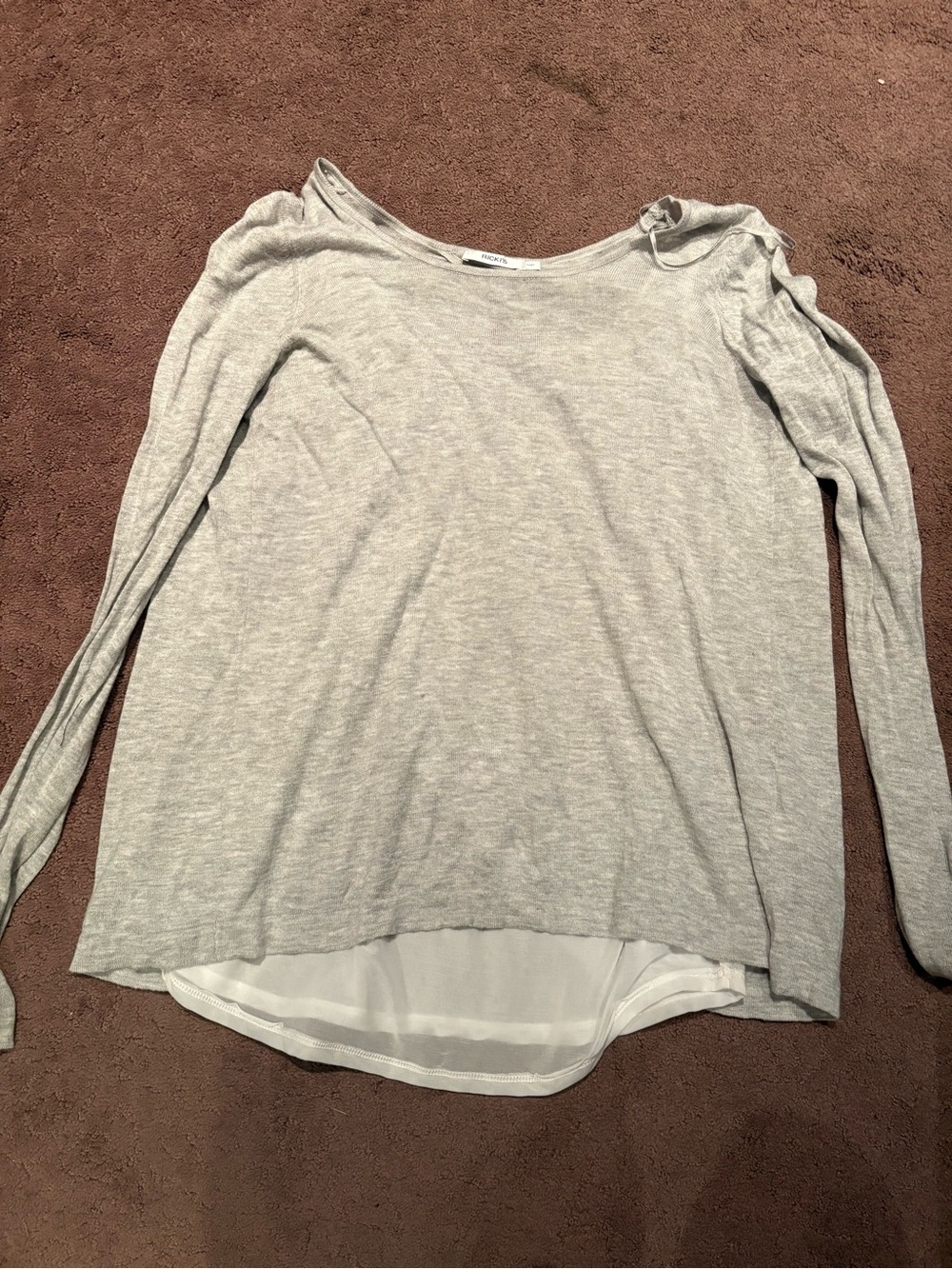 Ricki's Light Gray Long-Sleeve Top with Layered Hem